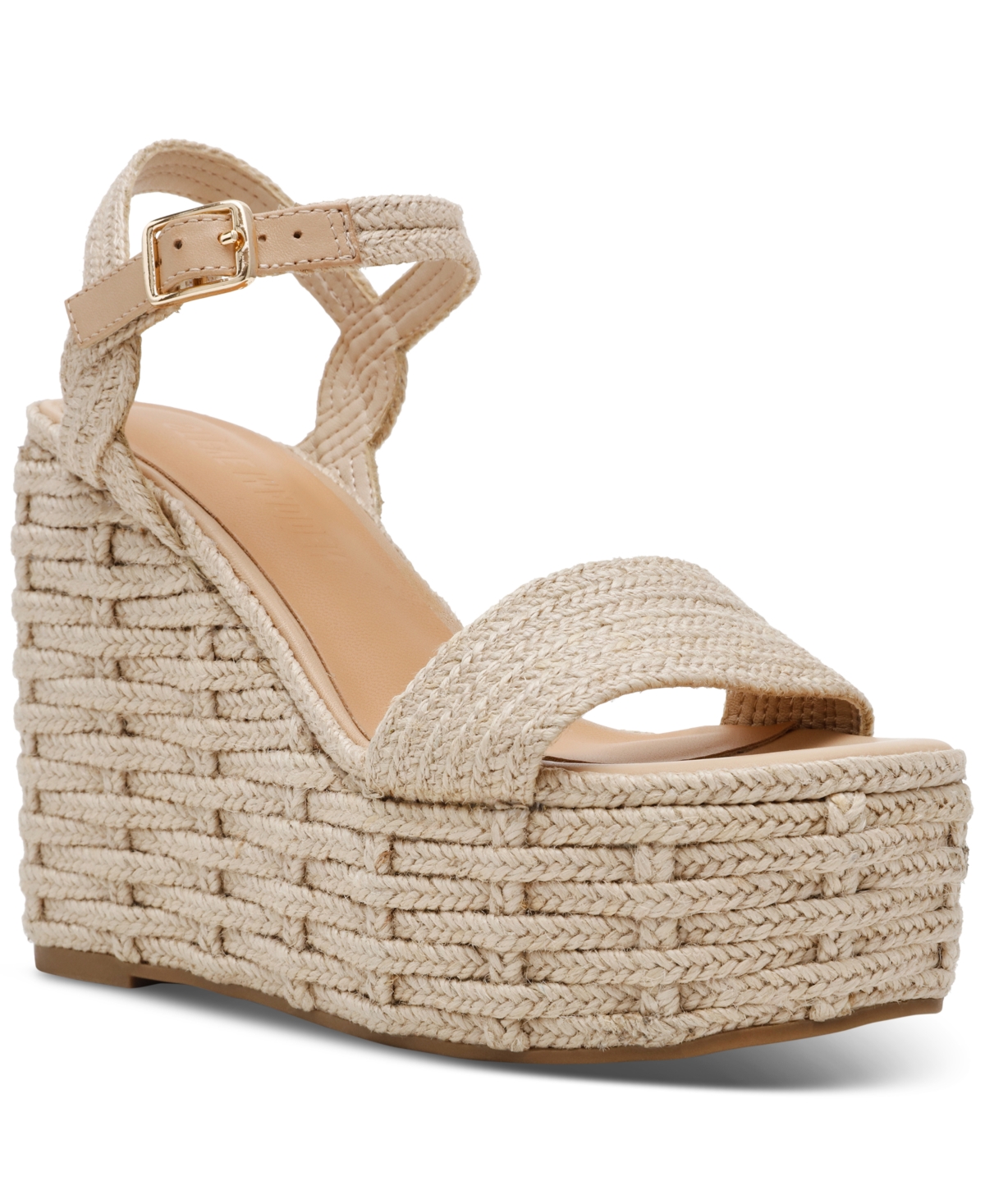 Women's Pinky Platform Rope Wedge Sandals - Gold Metallic Raffia