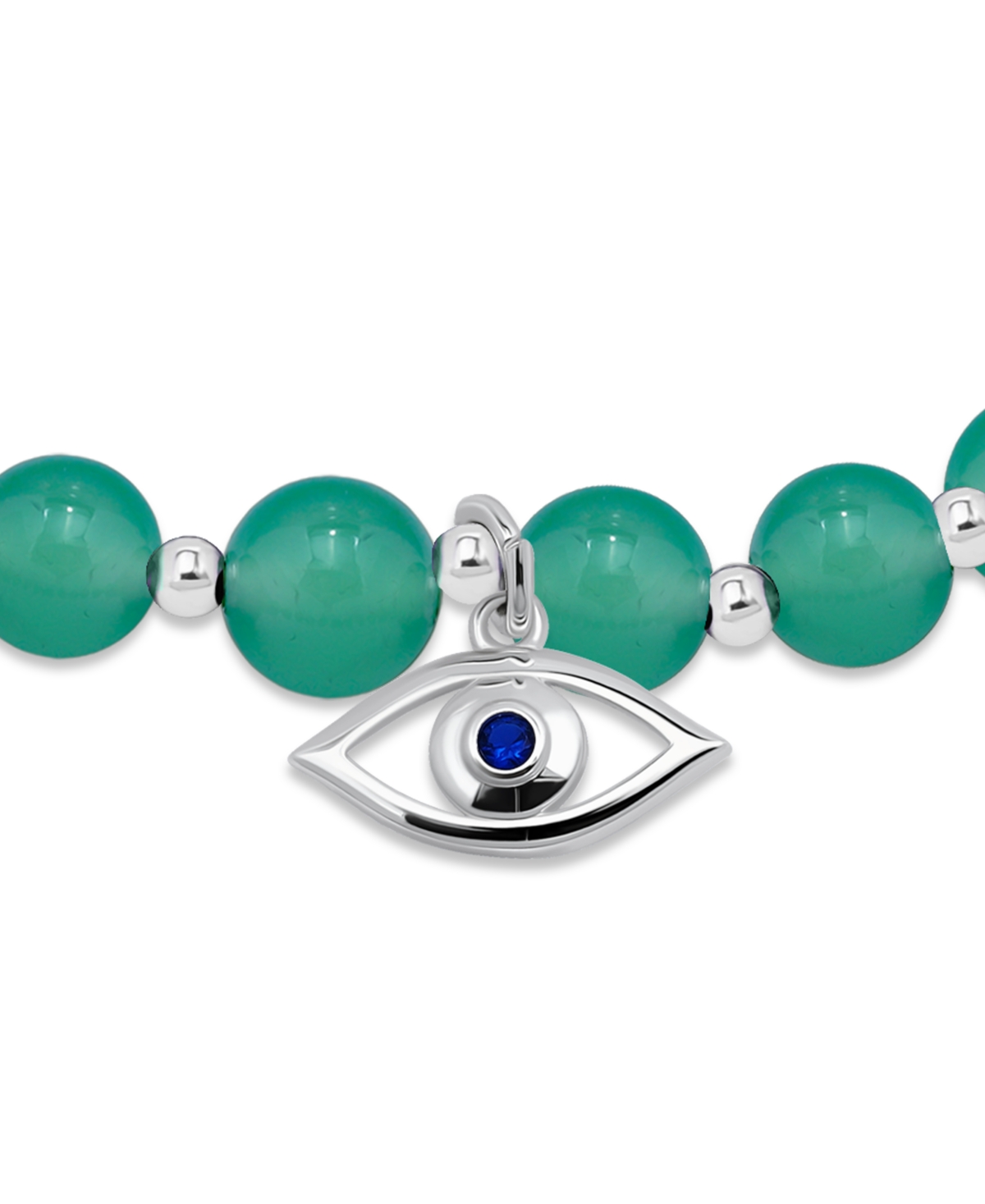 MACY'S SILVER-PLATED BEADED EVIL EYE CHARM STRETCH BRACELET 
