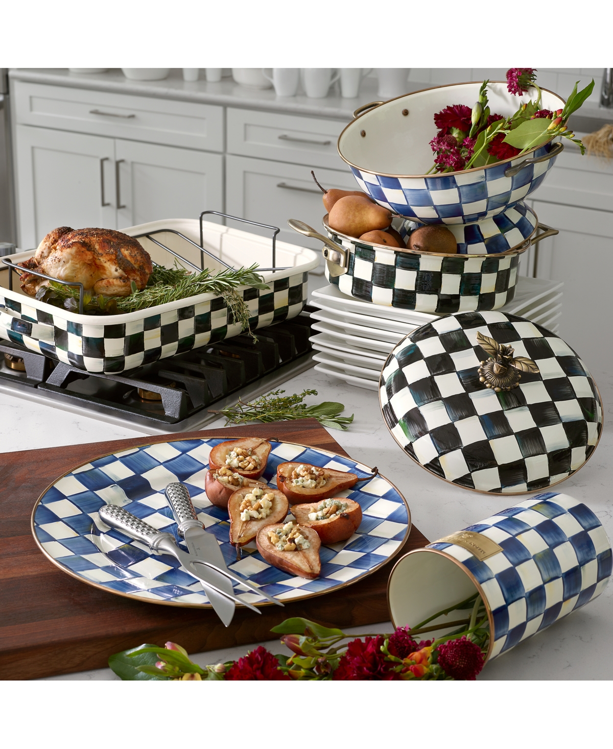 Mackenzie-childs Mackenzie Childs Rosy Check Enameled Steel Everything Bowl In Multi