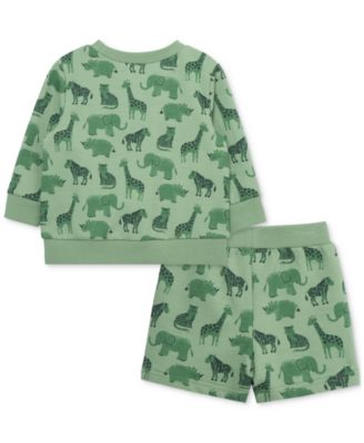 Baby Boys Safari Cotton Active Sweatshirt & Shorts, 2 Piece Set 