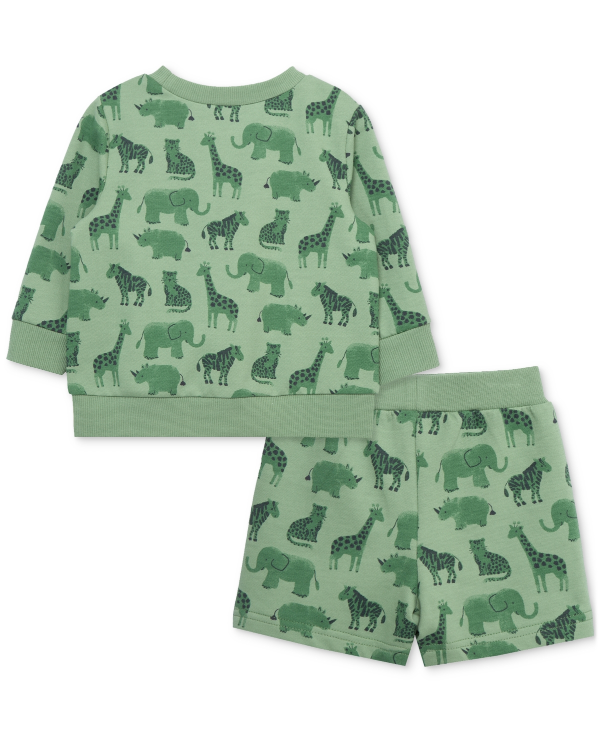 Little Me Baby Boys Safari Cotton Active Sweatshirt & Shorts, 2 Piece Set In Green