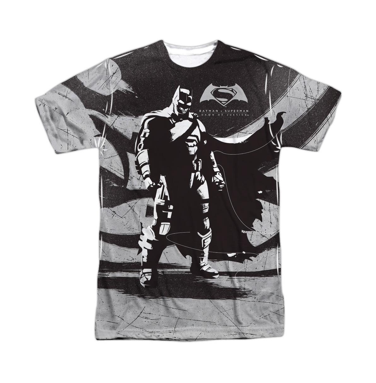 Mens Batman Contrast Short Sleeve Adult Poly Crew Tee / T-Shirt - White