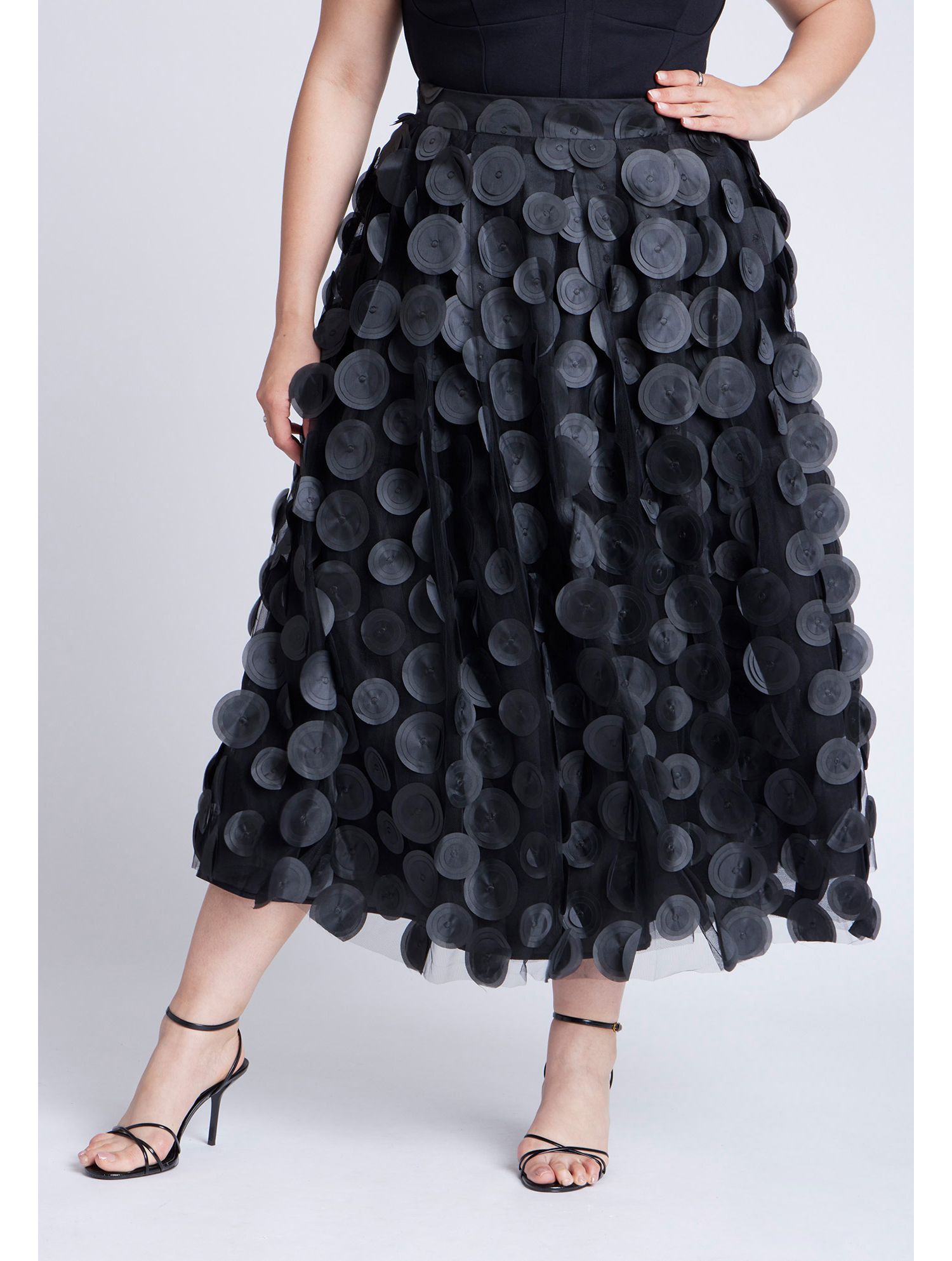 Women's Plus Size Dimensional Dot Full Skirt