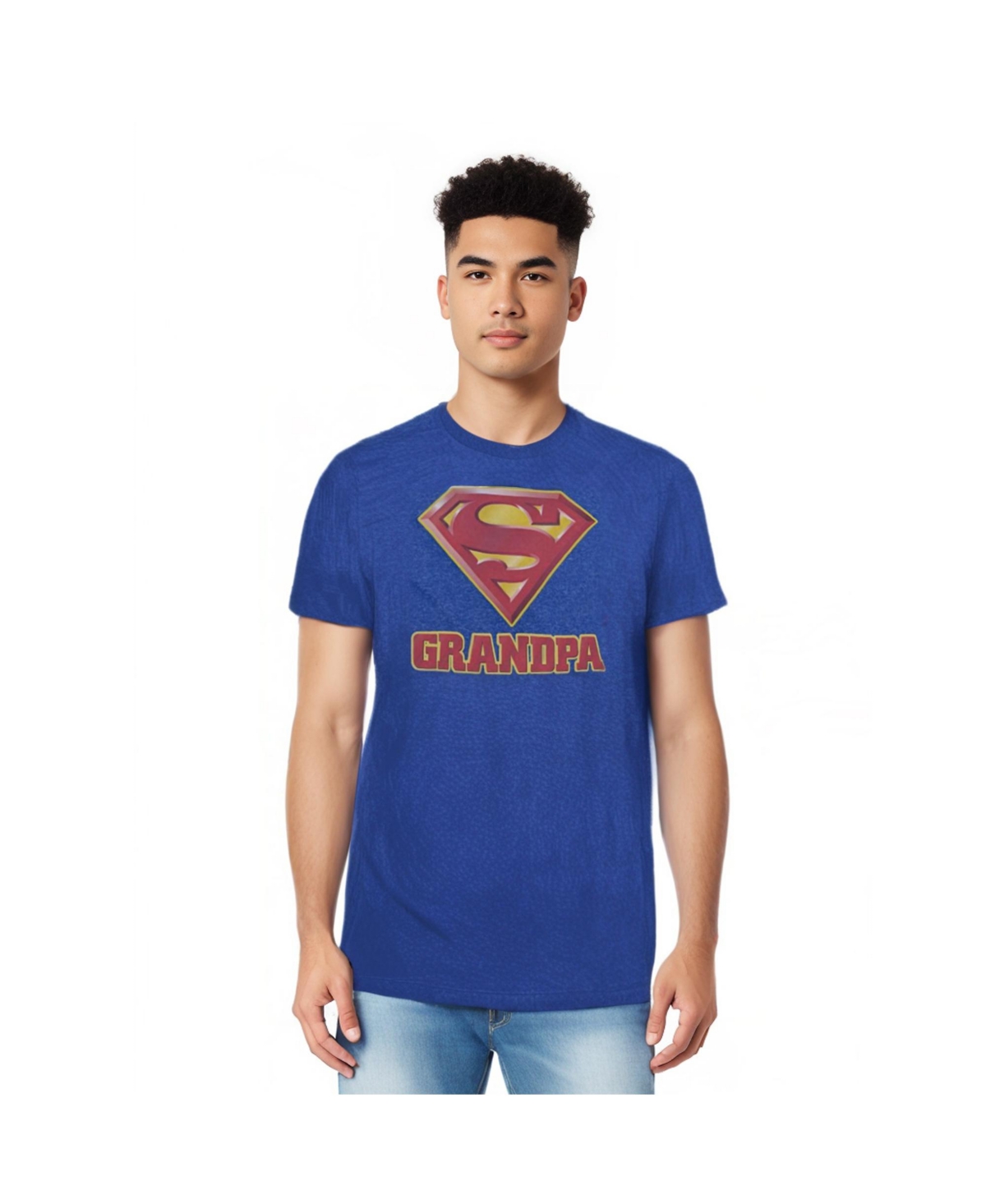 Mens Super Grandpa Adult Heather Tee / T-Shirt - Medium blue