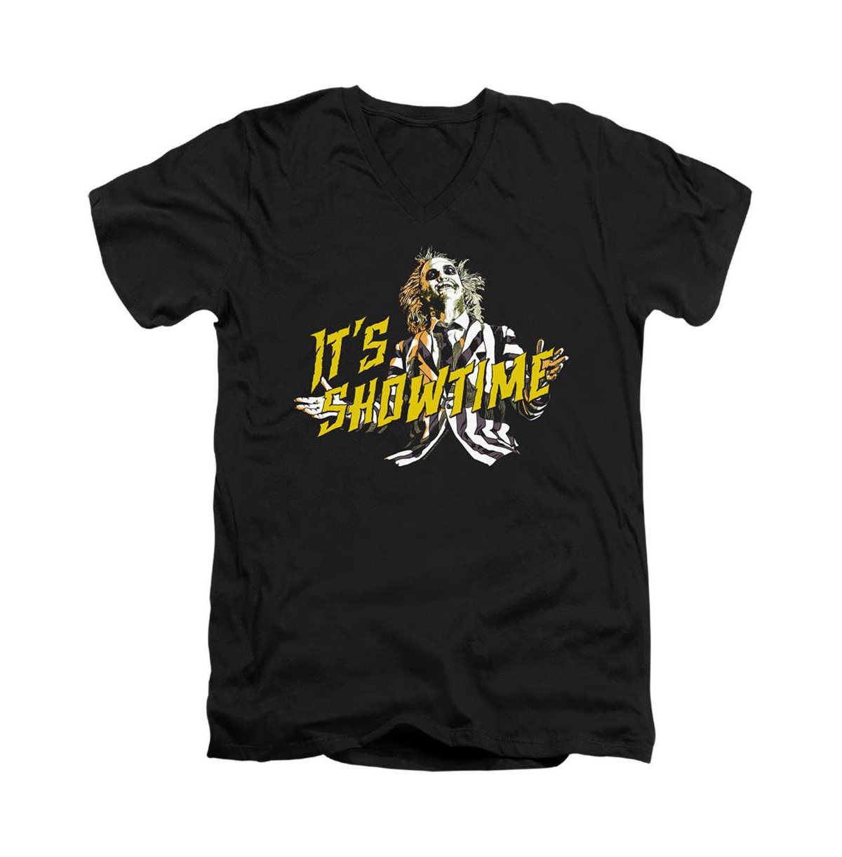 Men's Showtime Short Sleeve Adult V Neck Premium Cotton Tee / T-Shirt - Black