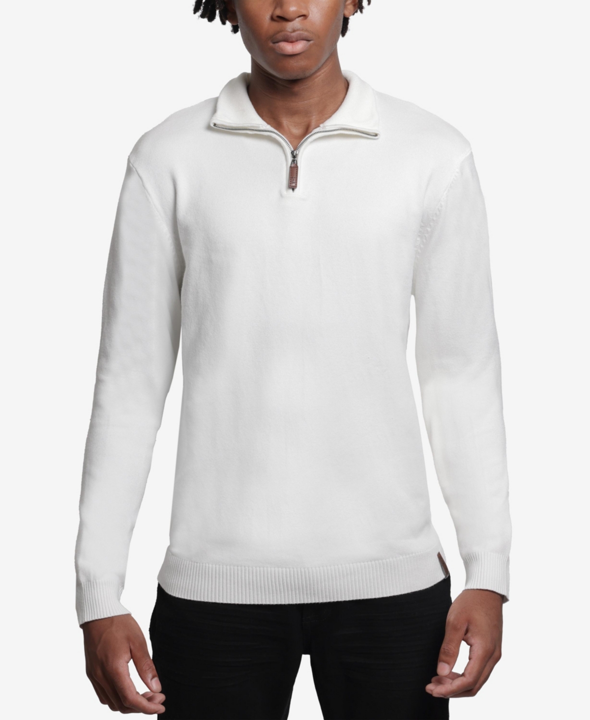 Men's Quarter Zip Mock Neck Sweater - Navy