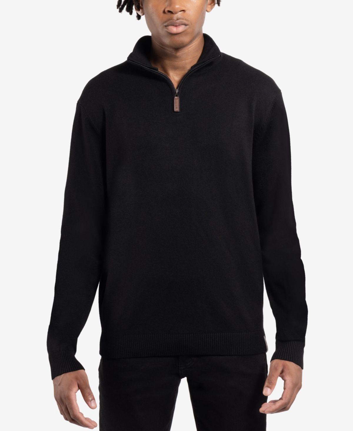 Men's Quarter Zip Mock Neck Sweater - Navy