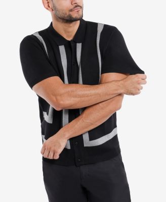 Men's Jacquard Short Sleeve Sweater Polo