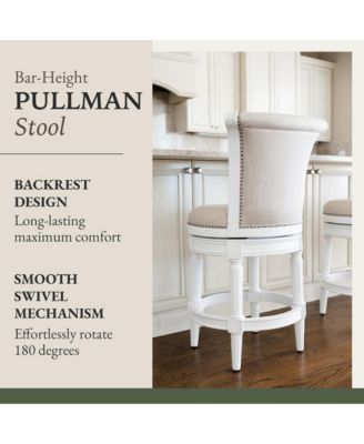 Pullman Wooden Swivel Kitchen Stool, Alabaster White Finish, Set of 2