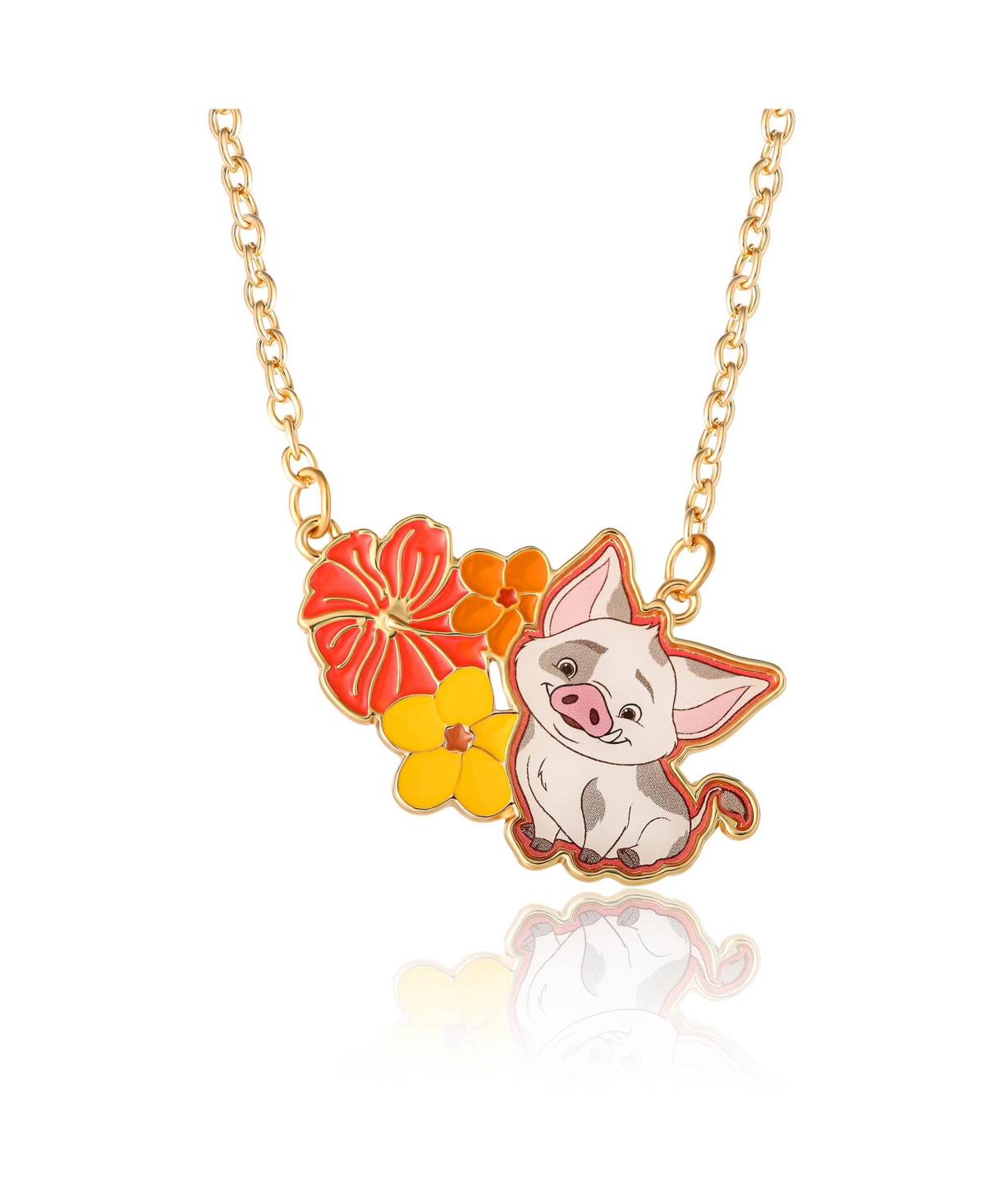 Moana Pua and Floral Pendant Necklace - Orange, yellow