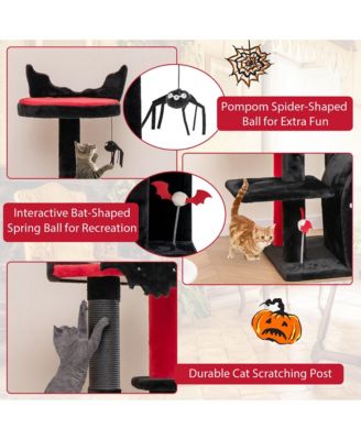 6-Tier Gothic Cat Tree 53'' Tall Cat Tower w/ Cat Bed Arch-Shaped Condo Pompom