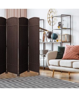 8 Panel Room Divider Panel, 6 ft. Tall Extra Wide Double Hinged Panels - Folding Privacy Screens - Chocolate