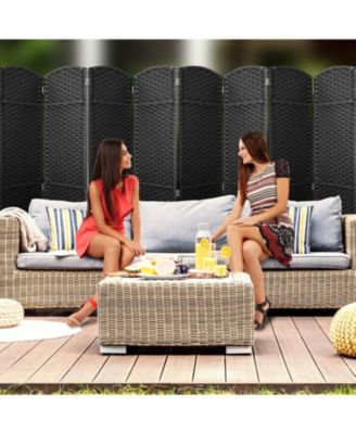 8 Panel Room Divider Panel, 6 ft. Tall Extra Wide Double Hinged Panels - Folding Privacy Screens - Gray Line