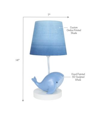 Bubbles & Squirt Hand Painted Whale Lamp with Blue Shade and Bulb