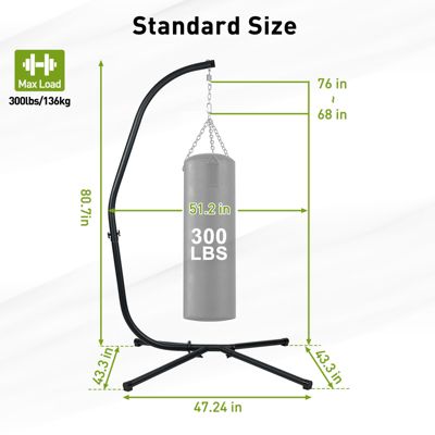 Hammock Steel C Stand -Stand for Hanging Hammock Chairs - 300 Pound Capacity, Black