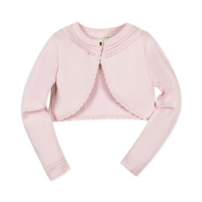 Hope Henry Girls Organic Cropped Special Detail Sweater Cardigan - Pale pink scallop 17$