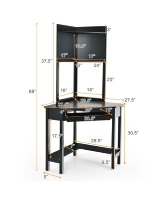 Corner Computer Desk with Hutch and Storage Shelves