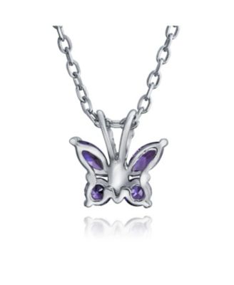 Mini Petite Tiny Clear Cubic Zirconia CZ Garden Insect Butterfly Pendant Necklace Rose Gold Plated .925 Sterling Silver