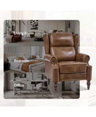 Genuine Leather Spindle Leg Volkert Traditional Manual Recliner