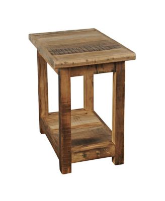 Reclamation Rustic Reclaimed Solid Wood Chairside End Table with Storage Shelf