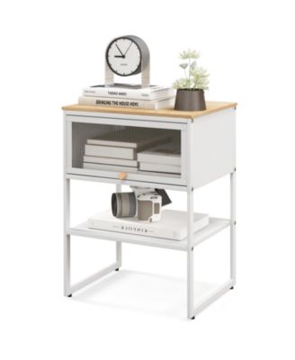 Nightstand with Flip up Door Storage Shelf