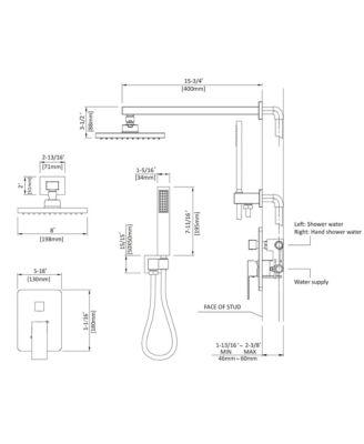 Wall Mounted Hand Held Shower Bathroom Luxury Rain Mixer Shower System Set(Valve Included)