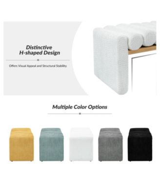 Modern Bench with Solid Wood and Removable Round Bolster Cushions