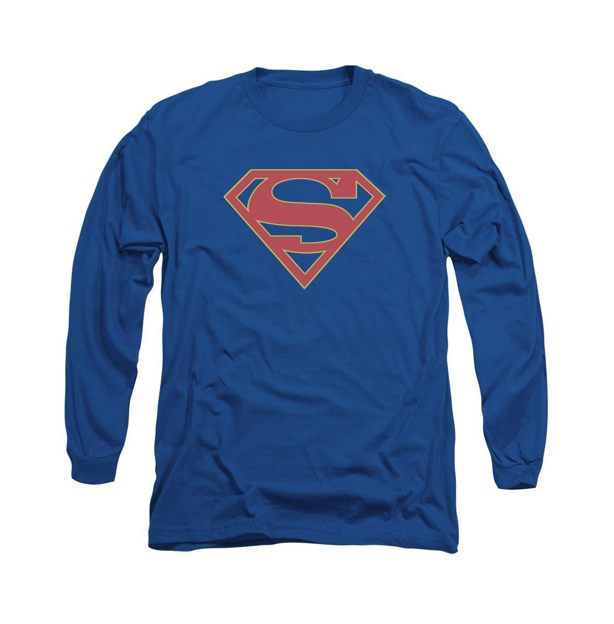Men's Logo Long Sleeve Adult Tee / T-Shirt - Medium blue