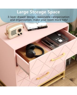 3 Drawer Dresser for Bedroom, Modern Wood Dressers Chest of Drawers with Storage