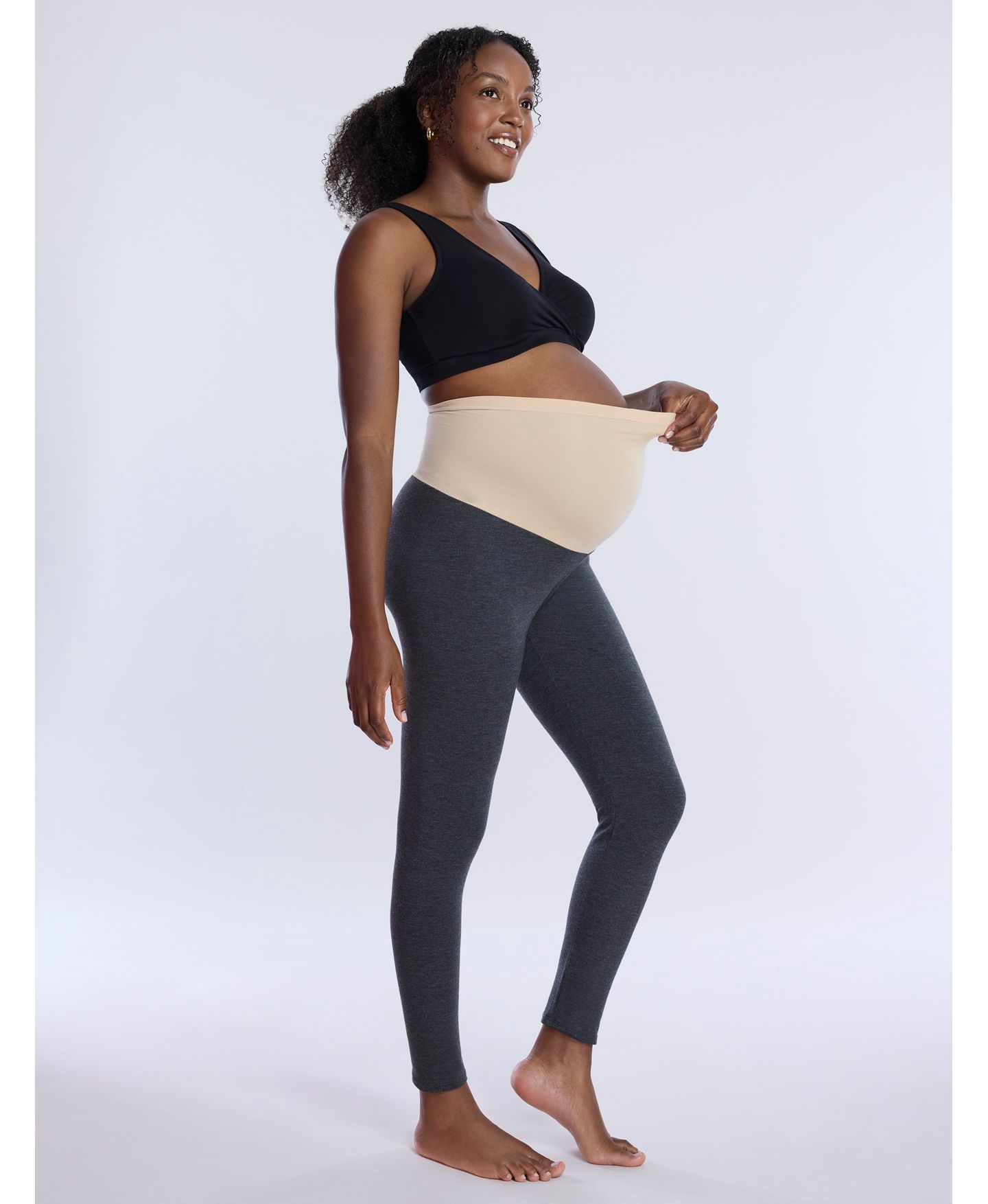 Женские колготки для беременных Motherhood Maternity Secret Fit, большие размеры, цвет: Меланжевый серый — фото 5