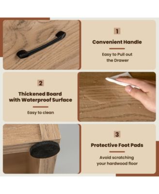 4-Tier Storage Bookcase with Open Shelves Drawer and Anti-toppling Device