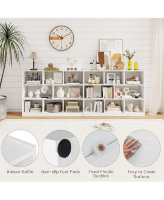 3-Tier Open Bookcase 8-Cube Floor Standing Storage Shelves Display Cabinet