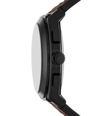 Men's Everett Chronograph Brown Leather Watch, 44mm