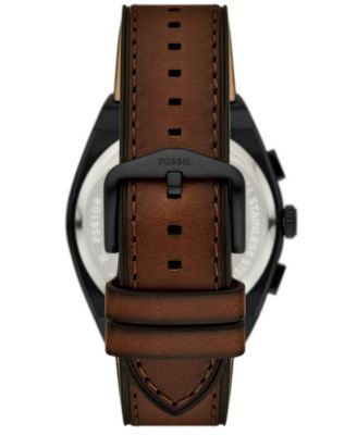 Men's Everett Chronograph Brown Leather Watch, 44mm