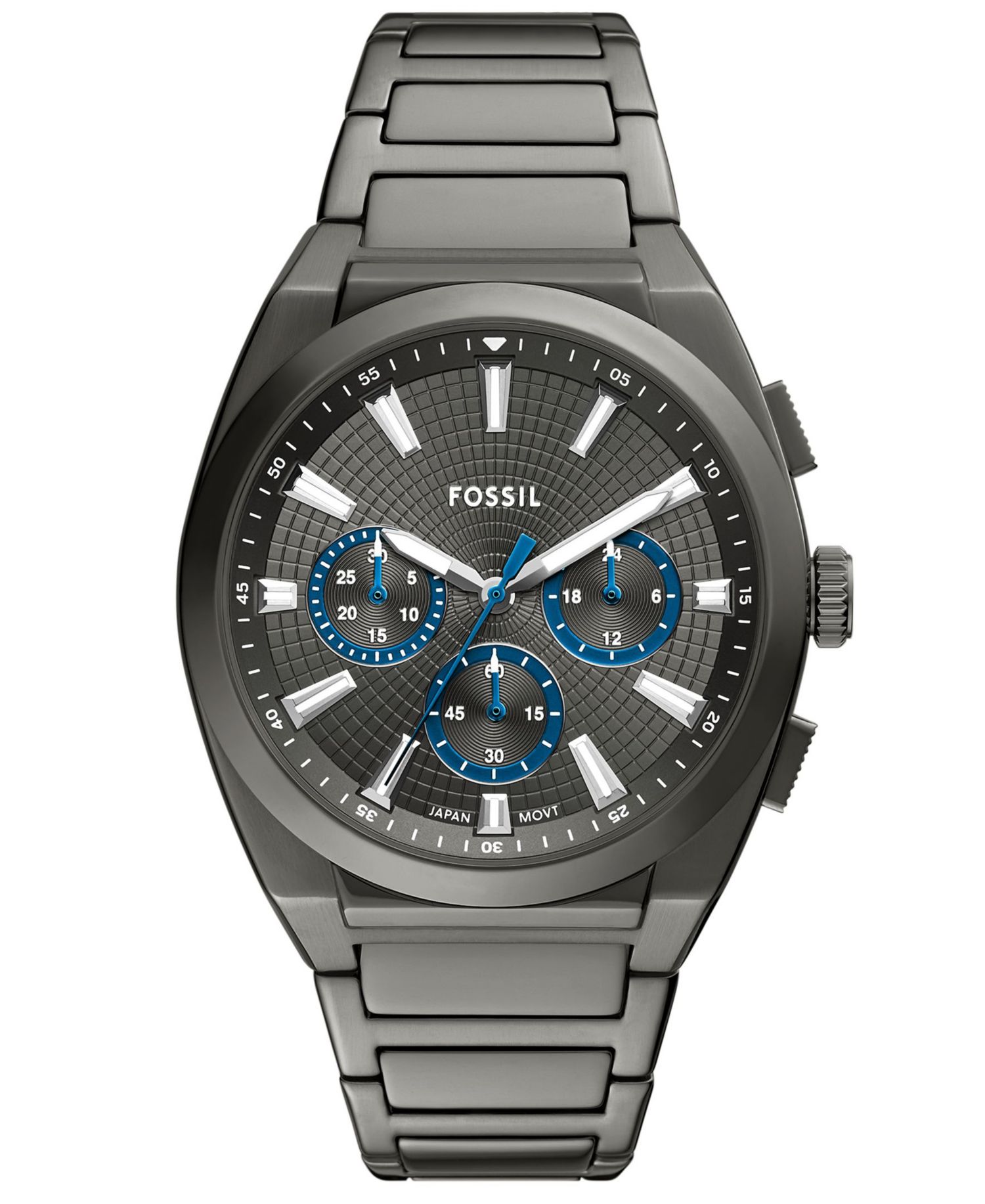 Men's Everett Chronograph Smoke Stainless Steel Watch, 44mm