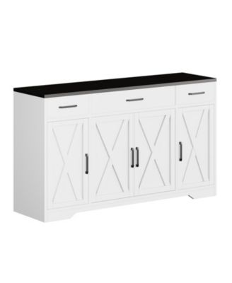 Sideboard with Storage, 55" Coffee Bar Cabinet with 3 Drawers