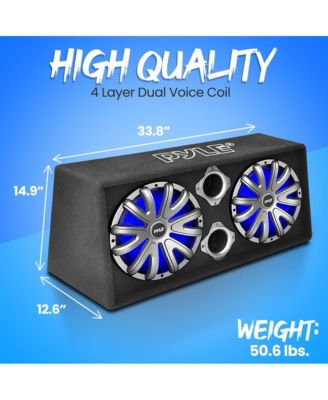 Dual Subwoofer Box System, 12'' Vented Enclosure, 1200W Max, LED Lights