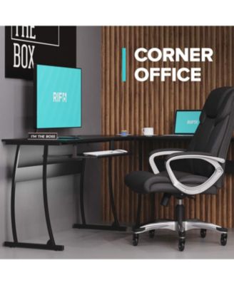 L Shaped Modern Computer Office Desk w/ Keyboard Tray, Easy Assembly