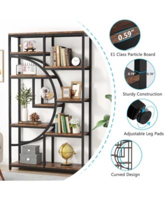 5 Tier Etagere Bookcase Set of 2, Freestanding Tall Bookshelf Display Shelf Storage Organizer with 9-Open Storage Shelf