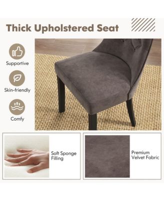 Tufted Dining Chairs Set of 4 w/ High Backrest Rubber Wood Legs Padded Seat