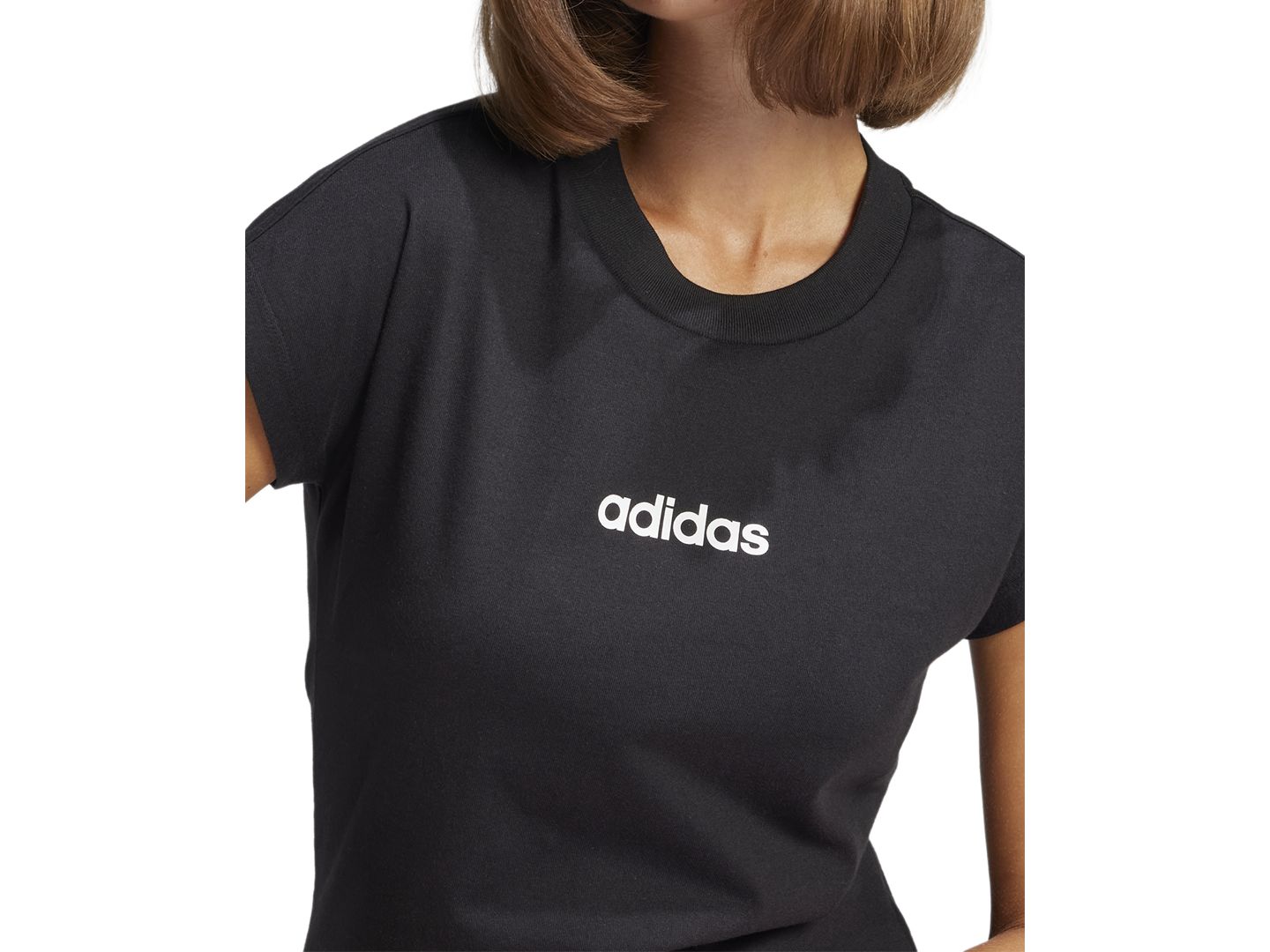 Женская футболка adidas Essentials Linear Cotton, цвет: Чёрный — фото 3
