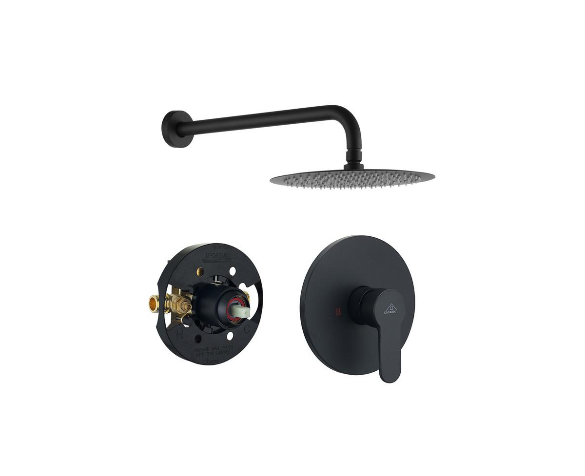 10" Shower head Round Single Function Balance Valve Concealed Faucet - Brushed nickel
