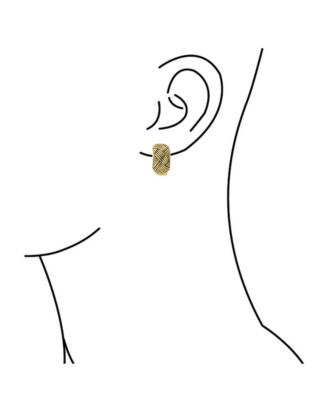 Half Hoop Shrimp Style Woven Braided Dome Basket Weave Clip On Earrings Button Style Non Pierced Ears Oxidized Gold Plated Brass