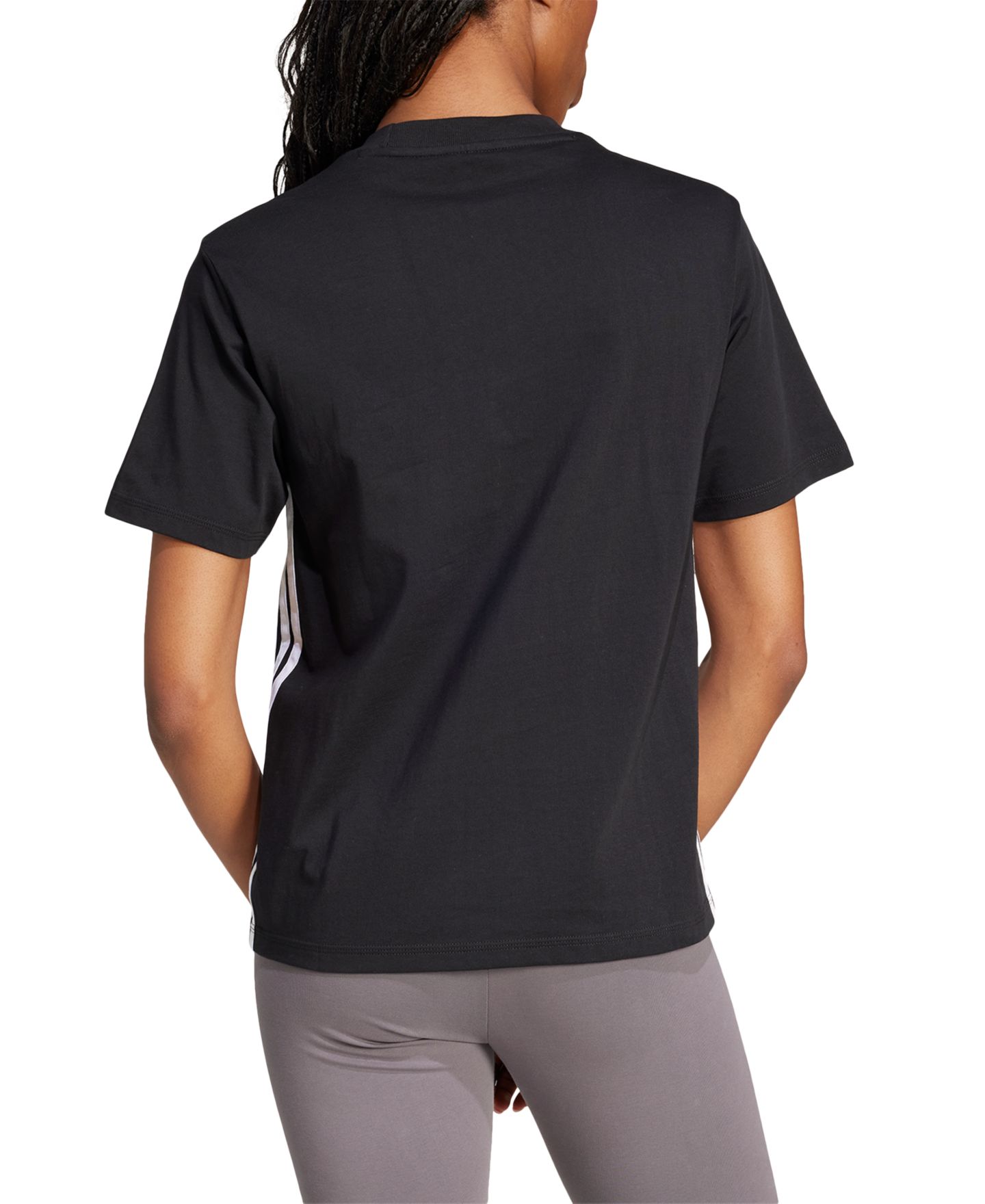Женская футболка adidas Essentials 3-Stripes Cotton, цвет: Чёрный / Белый — фото 8