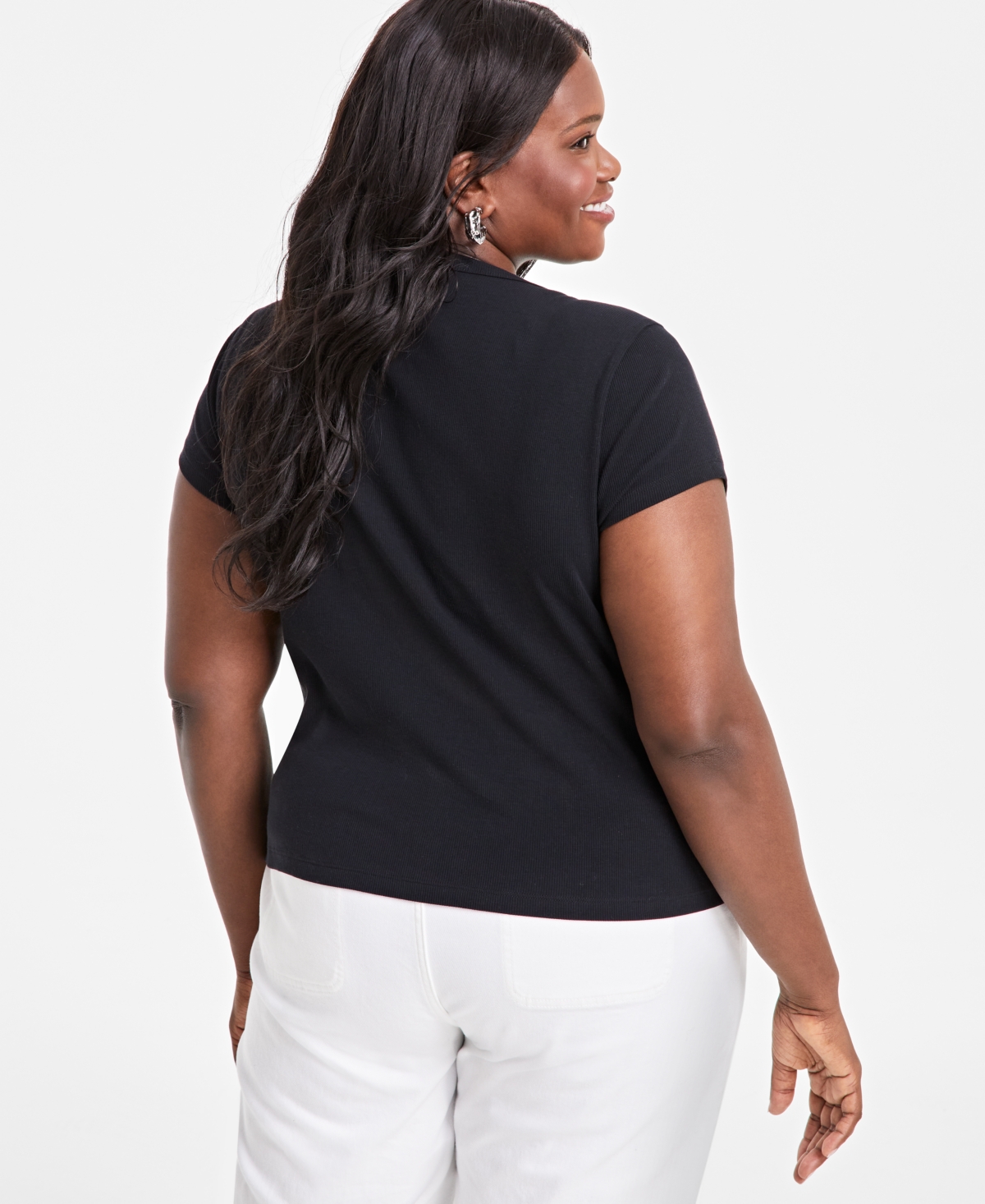 ON 34TH TRENDY PLUS SIZE MICRO-RIBBED BABY T-SHIRT, EXCLUSIVELY AT MACY'S 