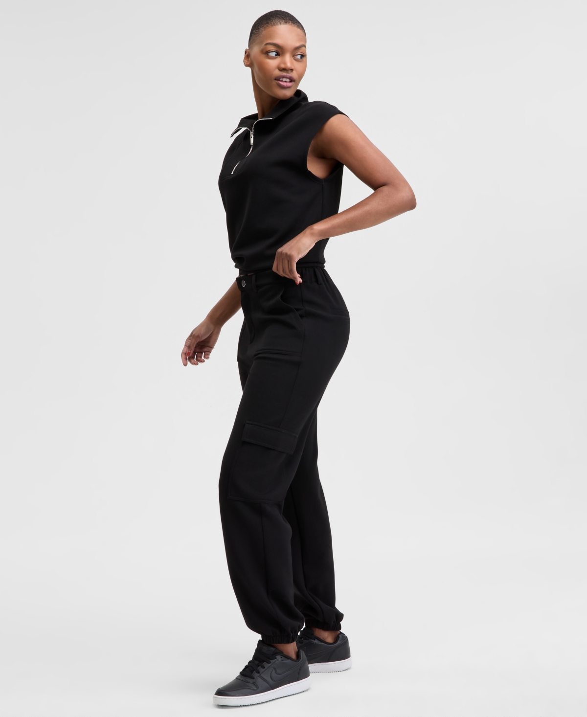 And Now This Women's Scuba Quarter-zip Collar Vest, Created For Macy's In Black