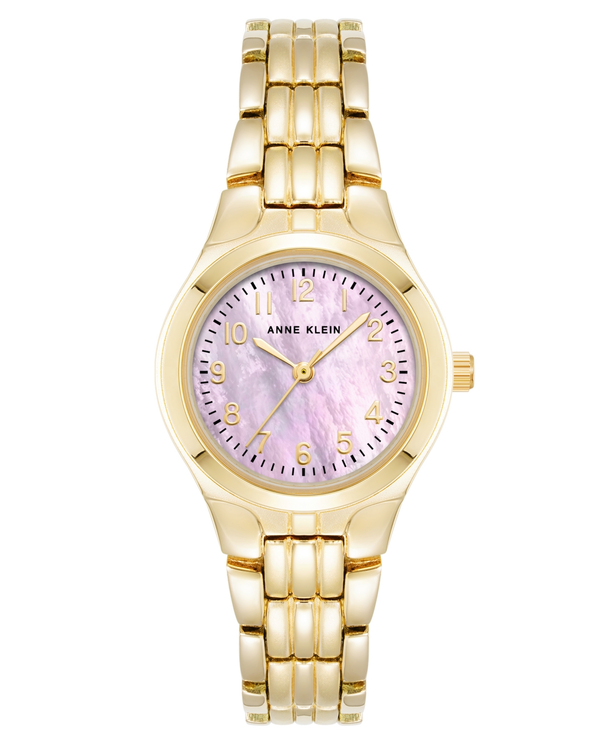 Anne Klein Women's Quartz Cultivated Gold-tone Metal Alloy And Pink Dial Watch, 30mm In Pink,gold-tone