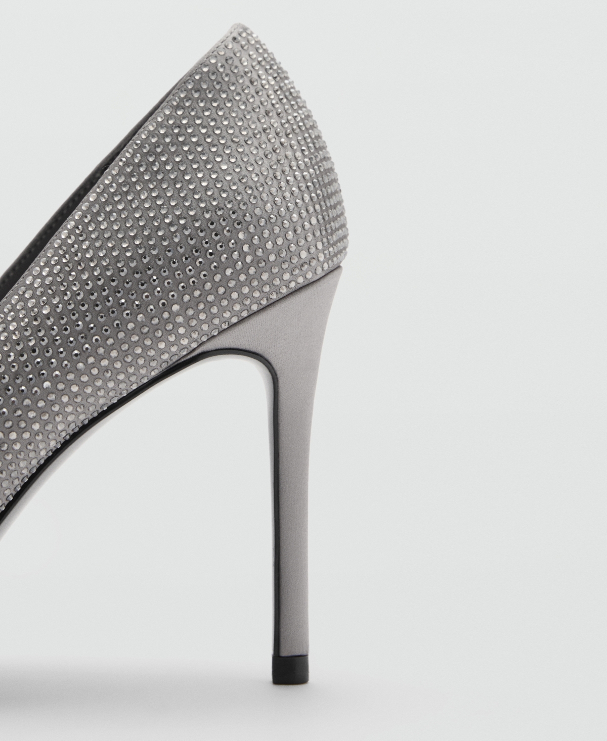 Mango Rhinestone Heel Pump In Silver