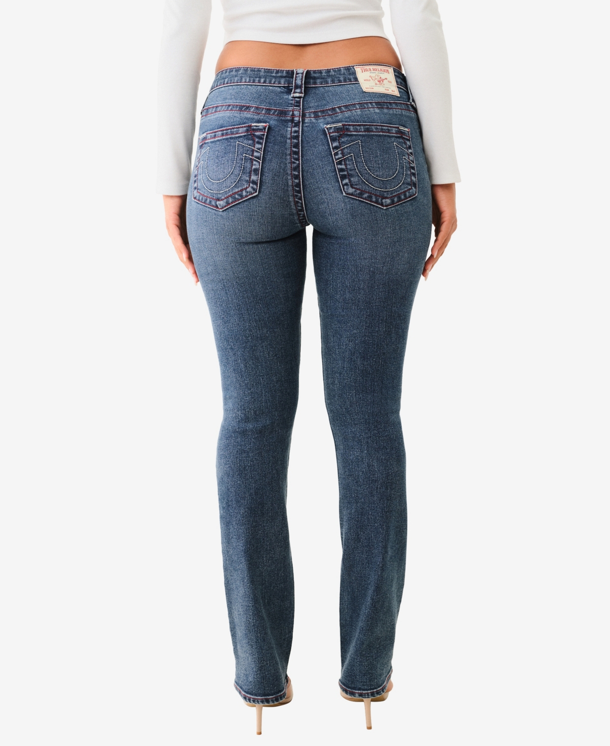 TRUE RELIGION WOMEN'S BILLIE MID RISE STRAIGHT JEANS 
