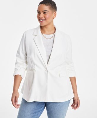 Trendy Plus Size Longline Ponté-Knit Blazer, Created for Macy's